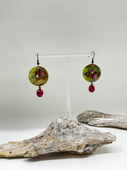 Boucles d'oreilles Bronze avec cristaux 5 cm Nathalie Laramée Boucles d'oreilles