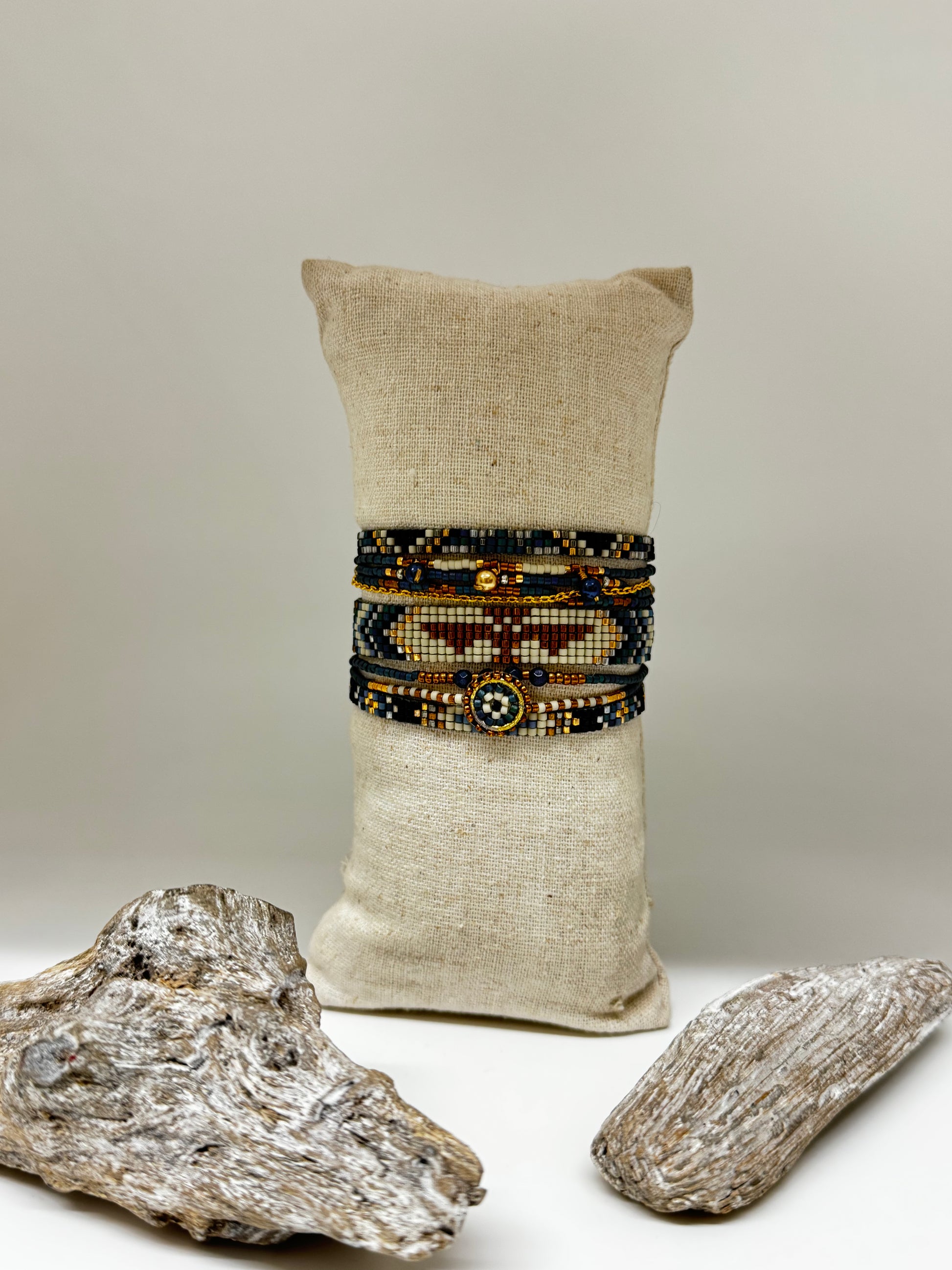 Bracelet Artisanal Perles Japonaise Miyuki Bleu Mishky Fait en Colombie Bracelet Artisanal Perles Japonaise Miyuki Bleu