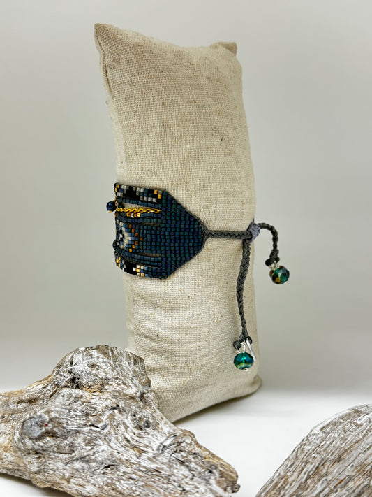 Bracelet Artisanal Perles Japonaise Miyuki Bleu Mishky Fait en Colombie Bracelet Artisanal Perles Japonaise Miyuki Bleu