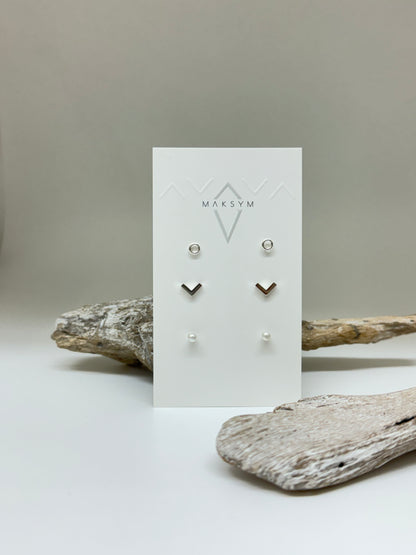 Trio boucles d'oreilles #4 // Argent Fait main à Montréal