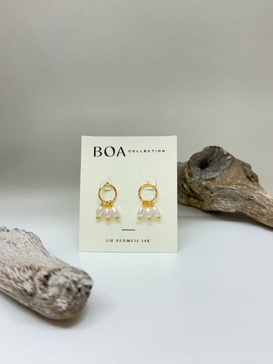 Boucles d'oreilles HASRA avec perles vermeil 14 carats, dessinées à Montréal