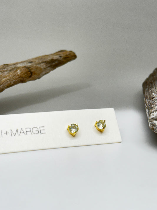 Boucles d'oreilles Comino en or et améthyste verte dessiné à Vancouver Mimi Marge 05e690am