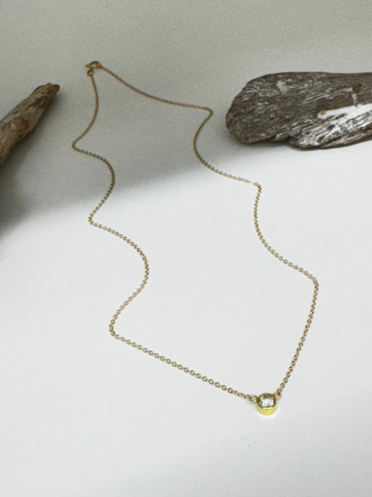 Collier Comino en or vermeil et aigue-marine dessiné à Vancouver Mimi Marge 05-p803-AM