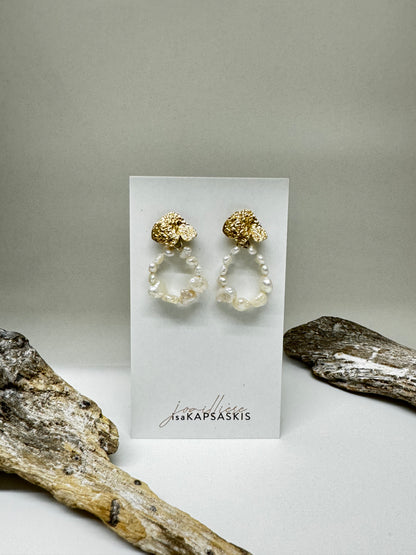 Boucles d'oreilles ELFENN doré et perle Isabelle Kapsaskis Boucles d'oreilles ELFENN doré