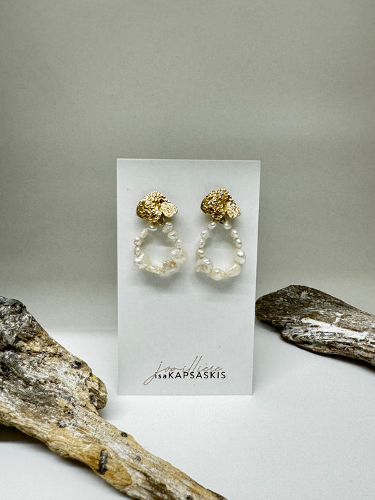 Boucles d'oreilles ELFENN doré et perle Isabelle Kapsaskis Boucles d'oreilles ELFENN doré