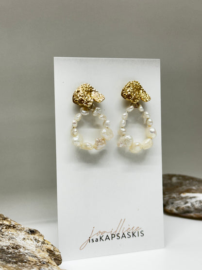 Boucles d'oreilles ELFENN doré et perle Isabelle Kapsaskis Boucles d'oreilles ELFENN doré