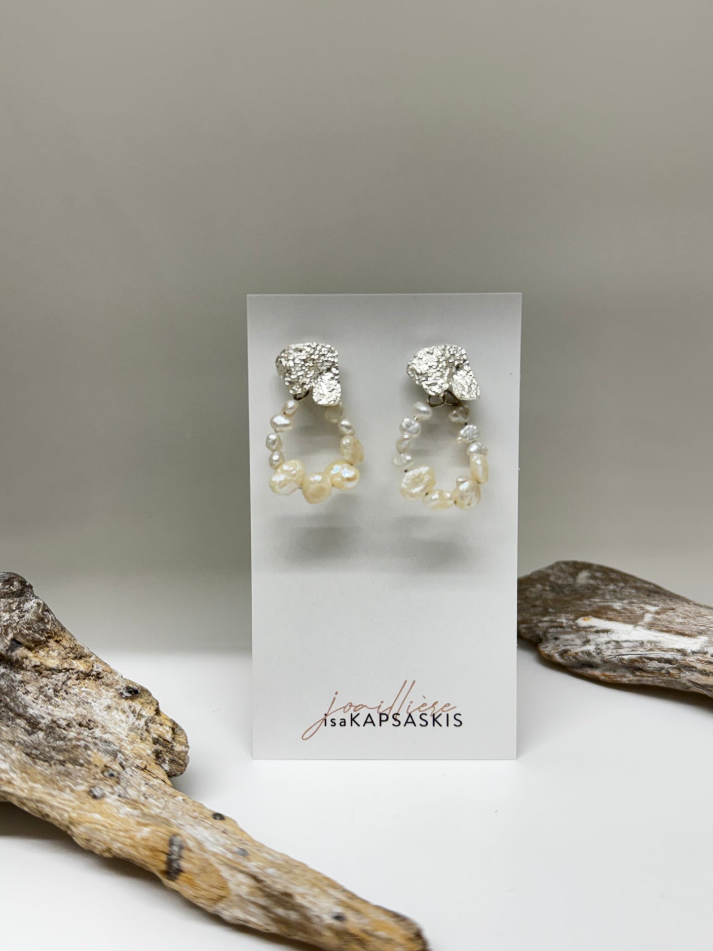 Boucles d'oreilles ELFENN argent et perle Esabelle Kapsaskis Boucles d'oreilles ELFENN argent