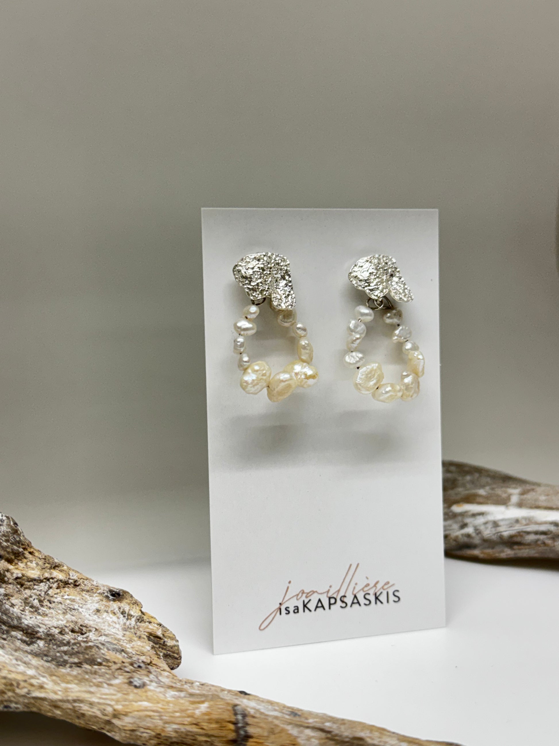 Boucles d'oreilles ELFENN argent et perle Esabelle Kapsaskis Boucles d'oreilles ELFENN argent