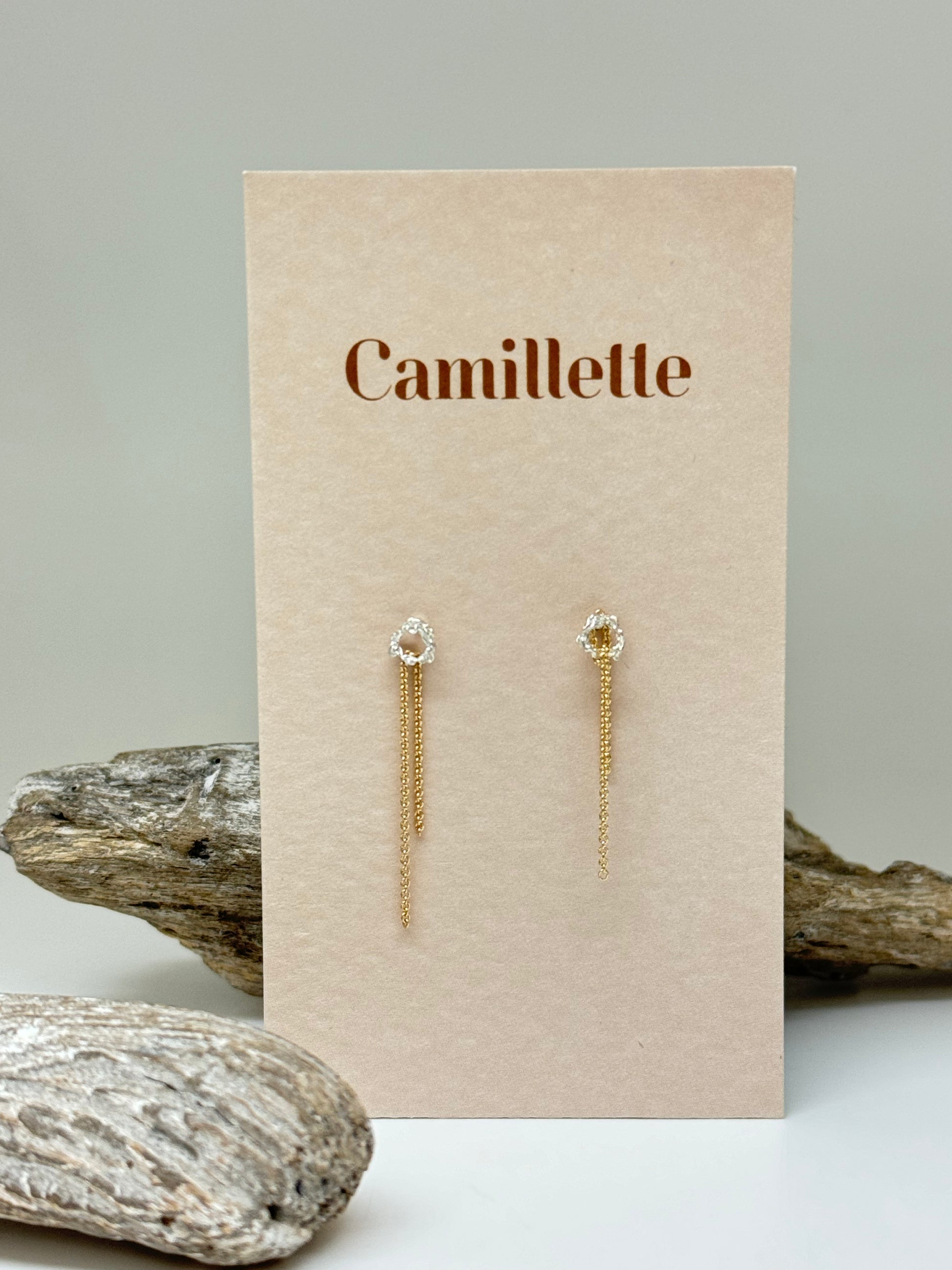 Trail earrings Argent sterling Fait à la main à Montréal Camillette Boucles d'oreilles Trail