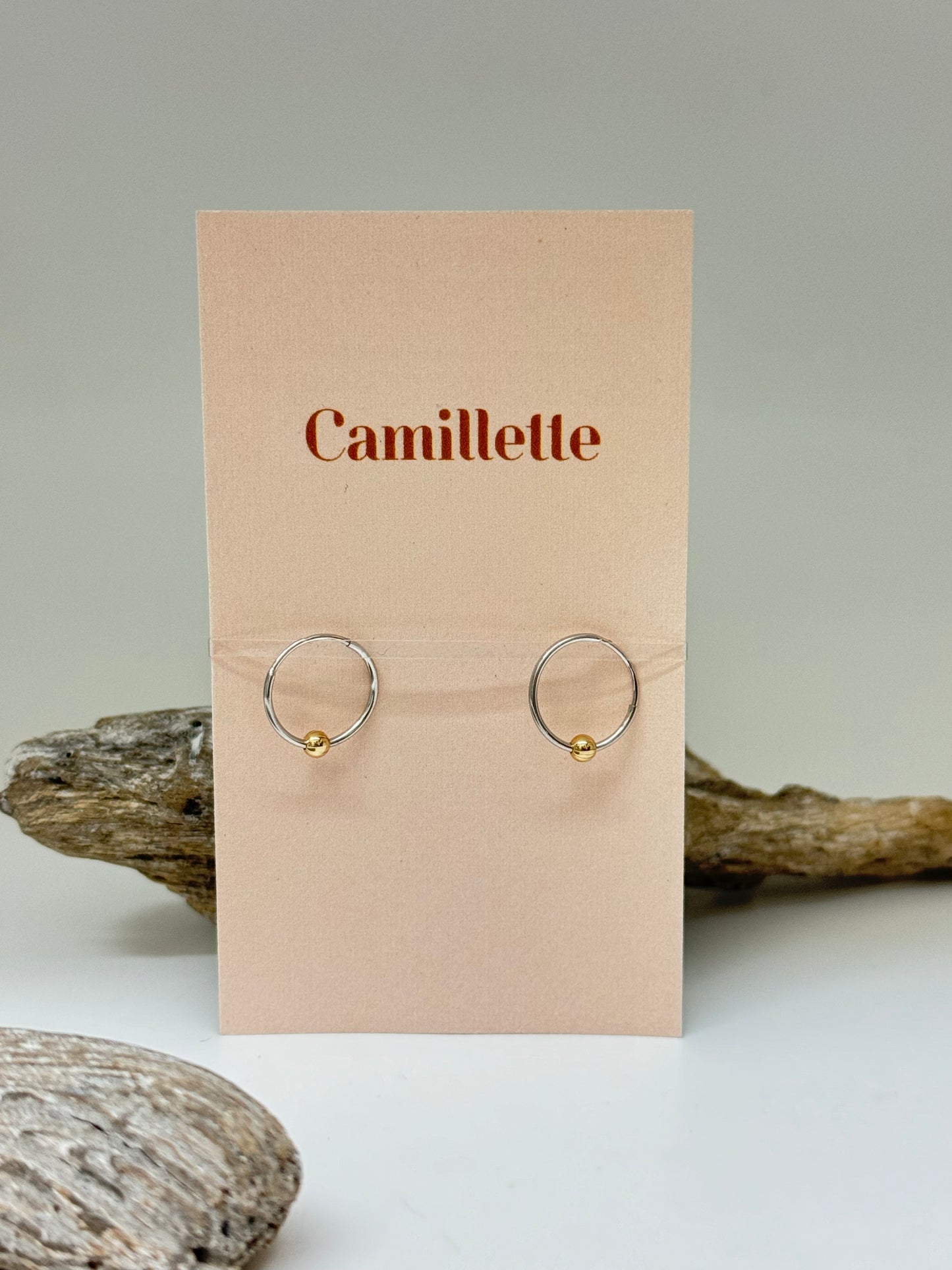 Sleepers Hoops 10 carats white gold Anneaux dormeuses Camillette Montréal Sleepers Hoops 10 carats Or blanc