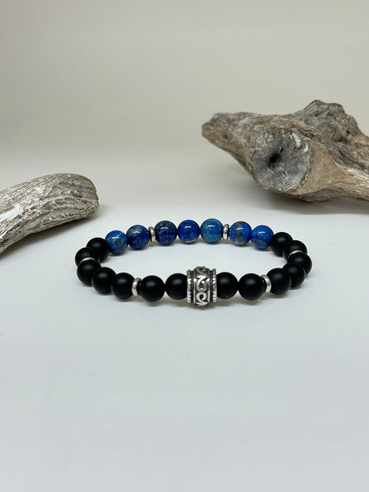 Bracelet Lapis Lazuli et Onyx Fait à Montréal, fait main à Montréal Bracelet pierres