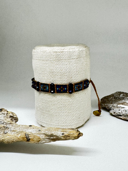 Mishky Bracelet Artisanal Perles Japonaise Miyuki bleu Mishky
