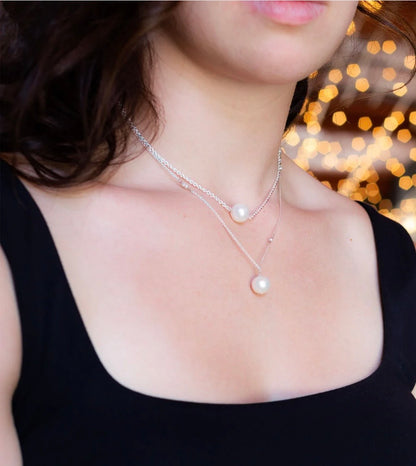 Collier Argent sterling orné d'un pendentif en perle d'eau douce Hilary Druxman 49N2.2