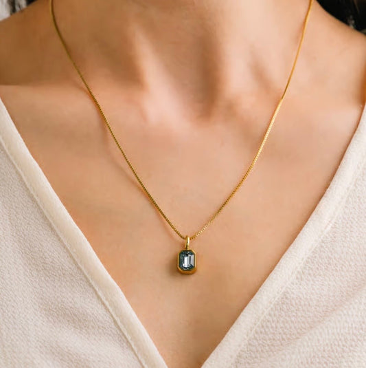 Collier résistant à l'eau avec cristal bleu, dessinée à Vancouver Lovers Tempo 6wp-sp26001-sep