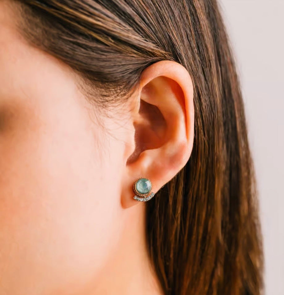 Boucles d'oreilles stud Mimosa vert jade Lovers Tempo 1SP18007-JAD