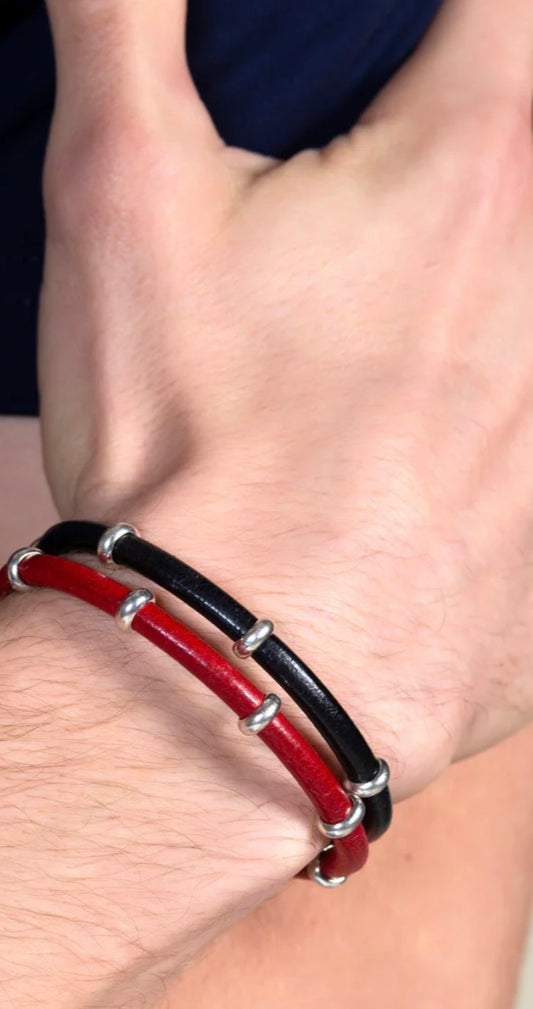 Bracelet WARI cuir rouge Ciclon 25M115-03-3