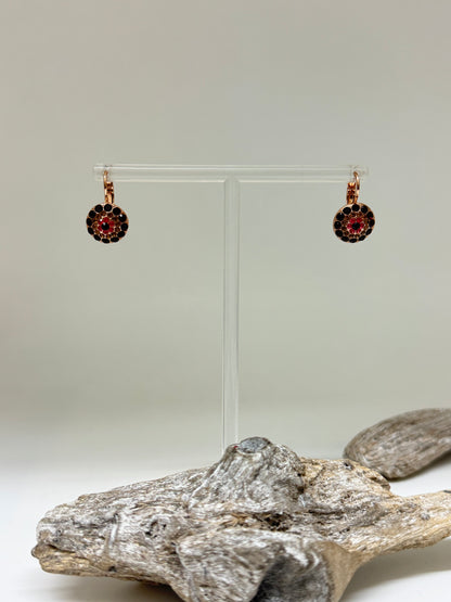 Boucles en laiton plaqué Argent avec Cristal de Swarovski rouge Mariana e-1141red