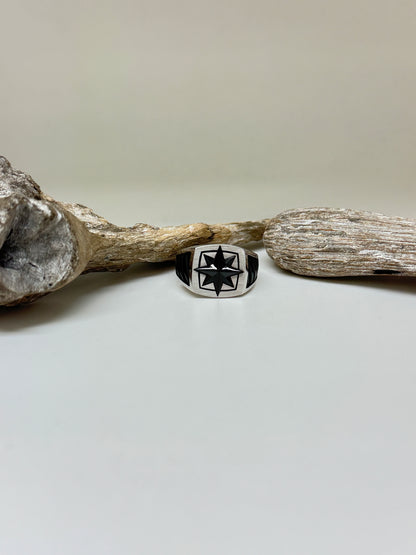 Bague Signet étoile du nord en Acier inoxydable, dessinée par Arz Steel Montréal AS-R126