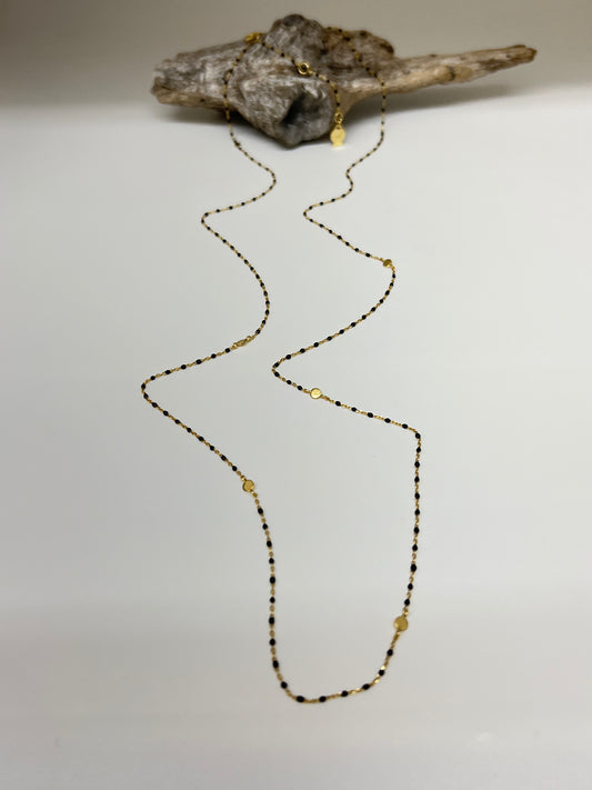 Collier Mimi noir Argent 925 plaqué or 18 kt Fabriqué à la main à Paris en France Clio Blue