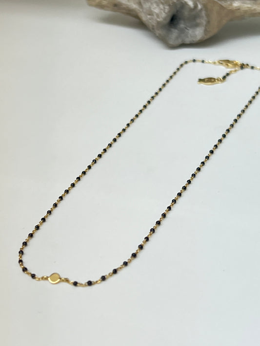 Collier Mimi noir Argent 925 plaqué or 18 kt Fabriqué à la main à Paris en France Clio Blue