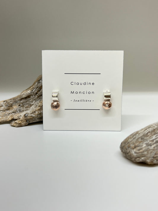 Boucles d'oreilles cuivre et argent MELT02 Claudine Moncion Montréal&nbsp;MELT02