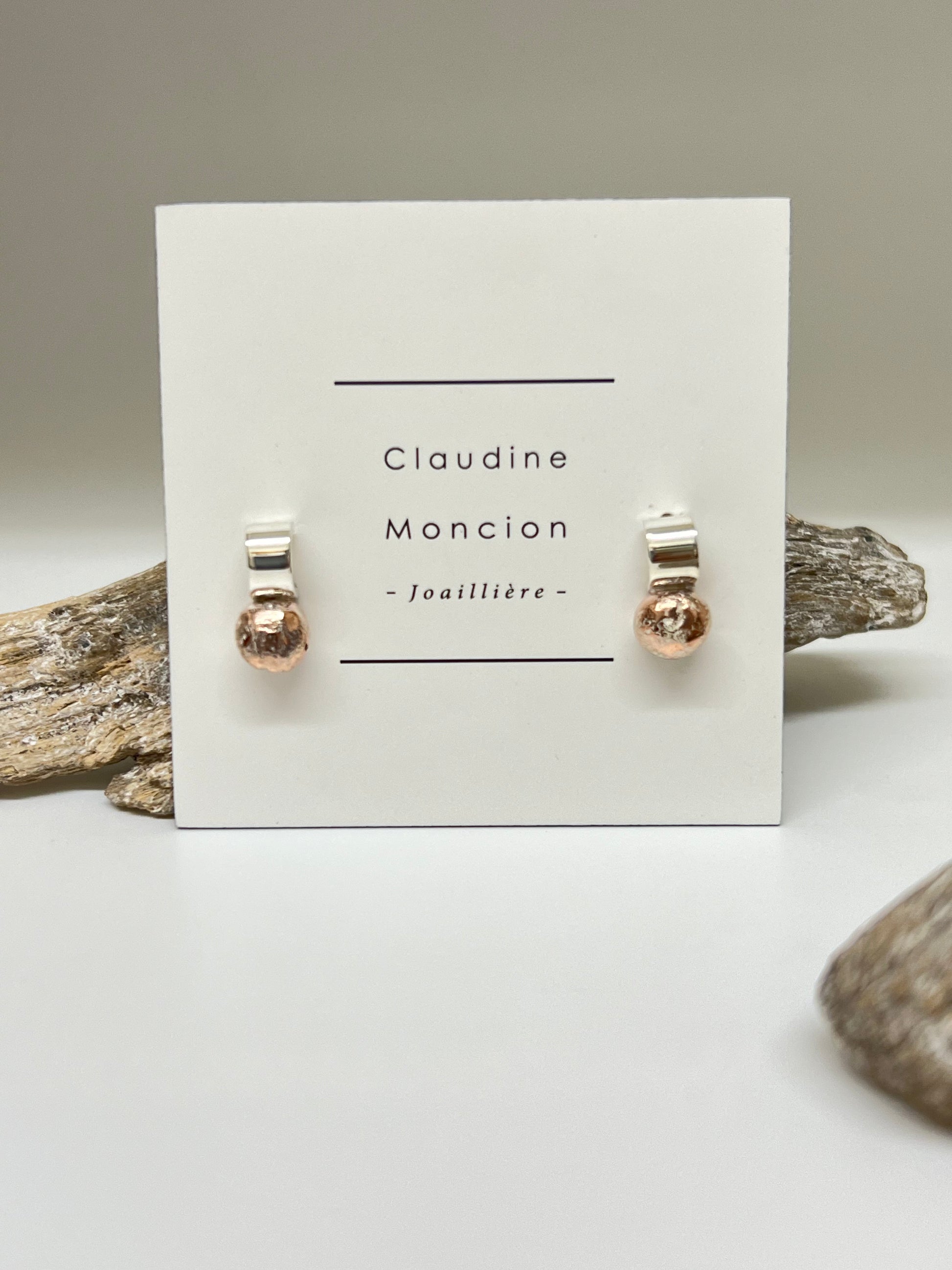 Boucles d'oreilles cuivre et argent MELT02 Claudine Moncion Montréal&nbsp;MELT02