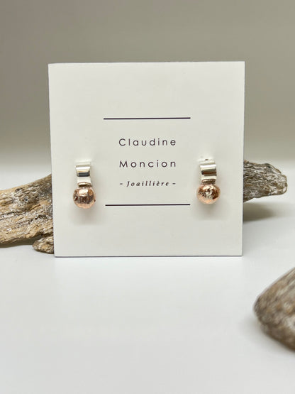 Boucles d'oreilles cuivre et argent MELT02 Claudine Moncion Montréal&nbsp;MELT02