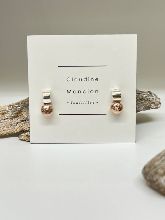 Boucles d'oreilles cuivre et argent MELT02 Claudine Moncion Montréal&nbsp;MELT02