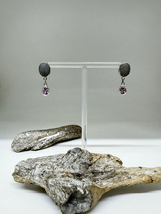 Boucles d'oreille Argent 925-Béton et Alexandrite CATRIE EG-E