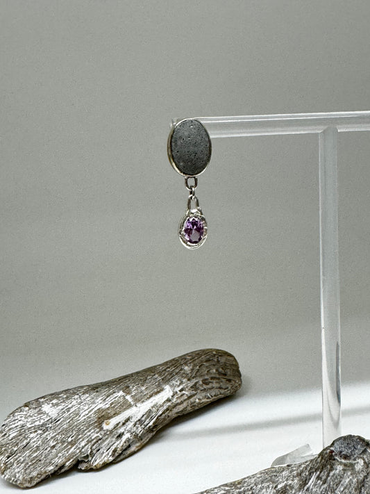 Boucles d'oreille Argent 925-Béton et Alexandrite CATRIE EG-E