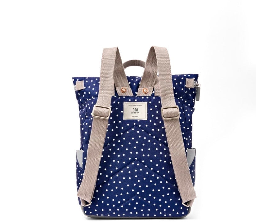 Canfield B Navy Polka Dot Nylon Recyclé Ori London Canfield B Navy Polka Dot