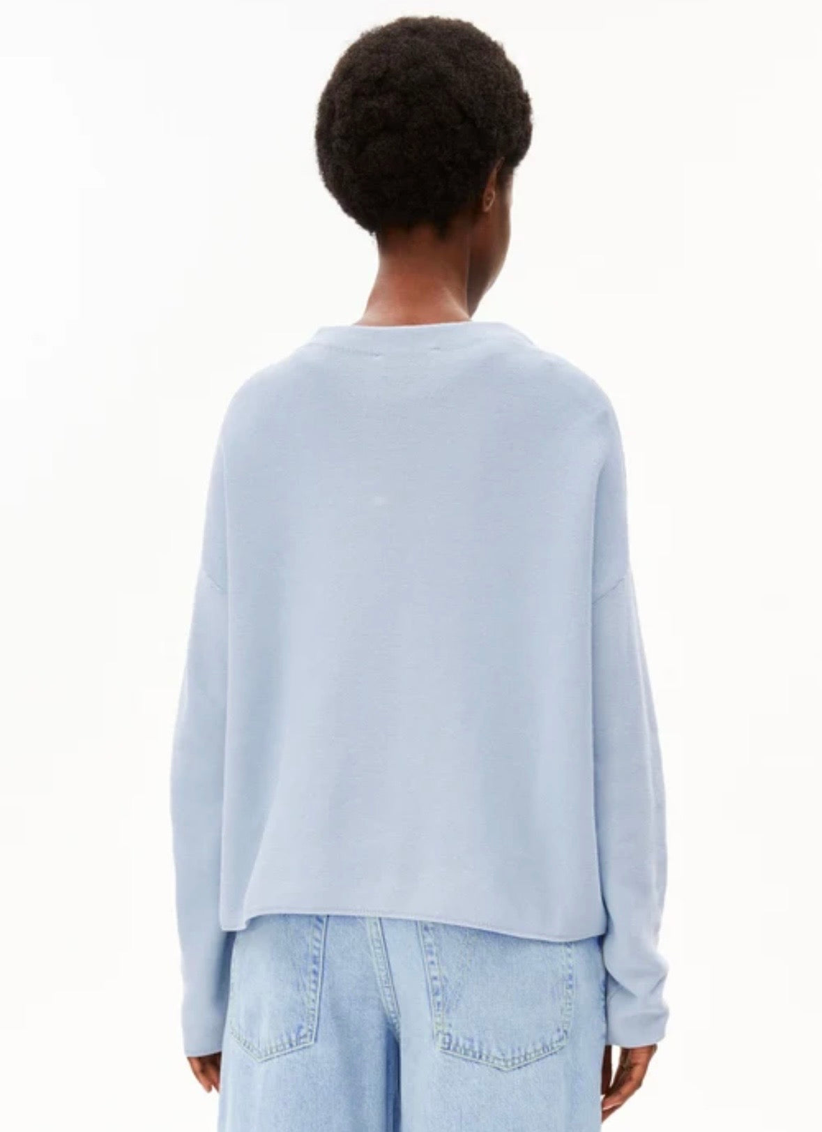 MERINAA PULL EN MAILLE Mist blue Armed Angel Merinaa pull cotton biologique Merinaa mist blue