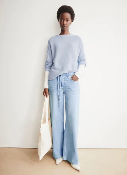 MERINAA PULL EN MAILLE Mist blue Armed Angel Merinaa pull cotton biologique Merinaa mist blue