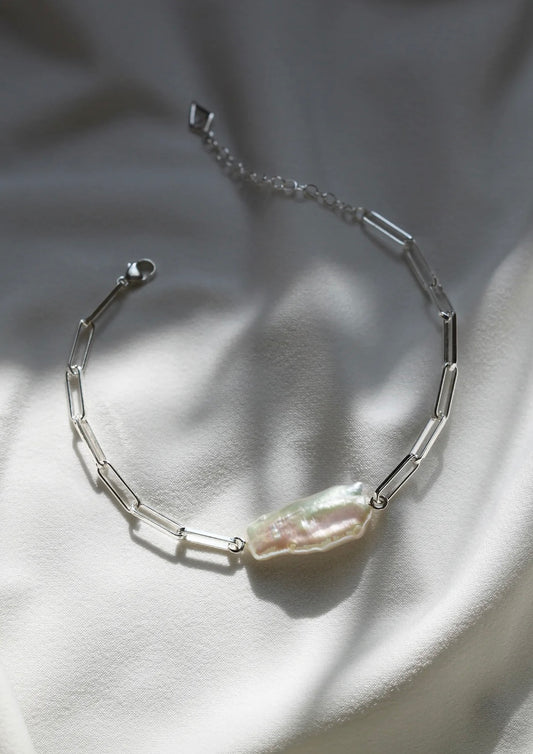 Bracelet Perle baroque & Argent fait main à Montréal