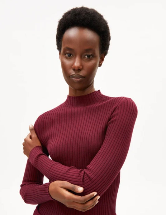 PULL EN MAILLE ALAANIA velvet red Armed Angel Merinaa pull coton biologique PULL EN MAILLE ALAANIA