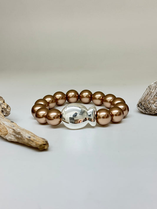 Bracelet Perle Nemo Perle de verre nacré Fait main à Paris 12AT2640br