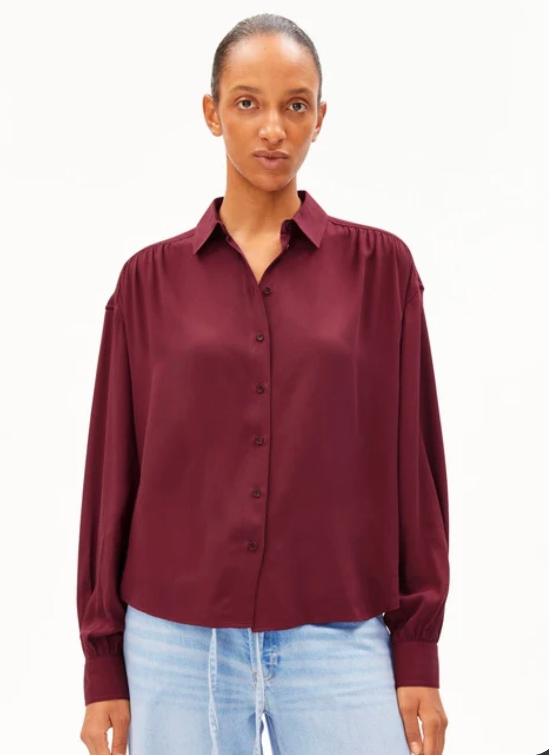 BLOUSE EFINARAA MANCHES LONGUES Velvet red Armed Angel EFINARAA