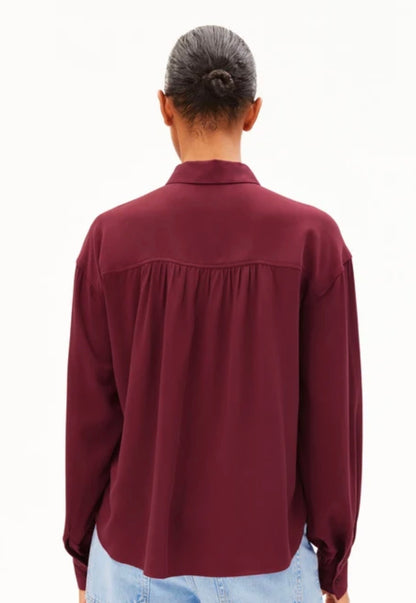 BLOUSE EFINARAA MANCHES LONGUES Velvet red Armed Angel EFINARAA