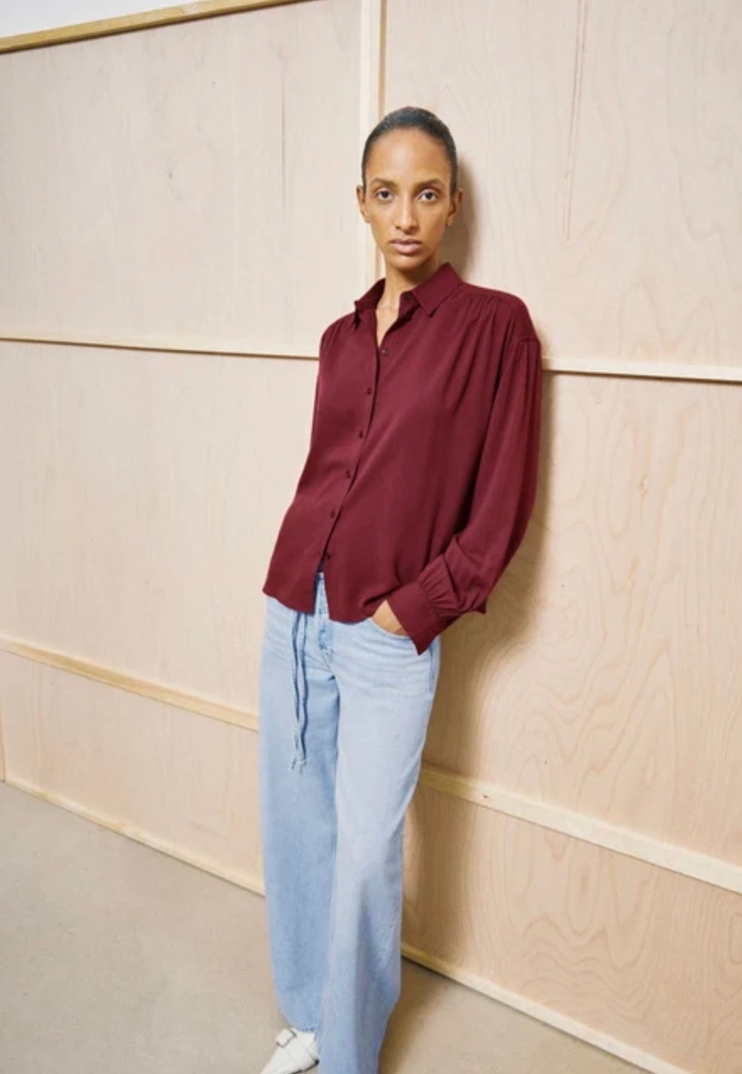 BLOUSE EFINARAA MANCHES LONGUES Velvet red Armed Angel EFINARAA