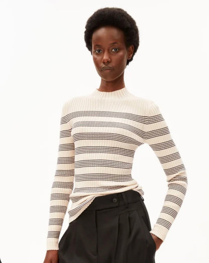 PULL EN MAILLE ALAANIA striped Armed Angel Merinaa pull coton biologique PULL EN MAILLE ALAANIA