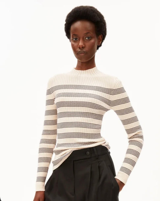 PULL EN MAILLE ALAANIA striped Armed Angel Merinaa pull coton biologique PULL EN MAILLE ALAANIA