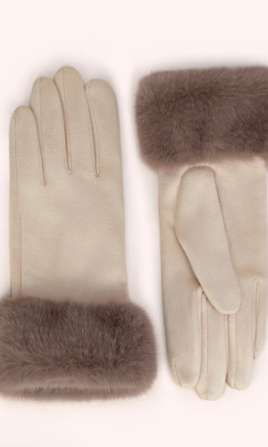 Gants Bettina en suédine et fourrure, crème Powder design Gants Bettina en suédine et fourrure, crème BET57