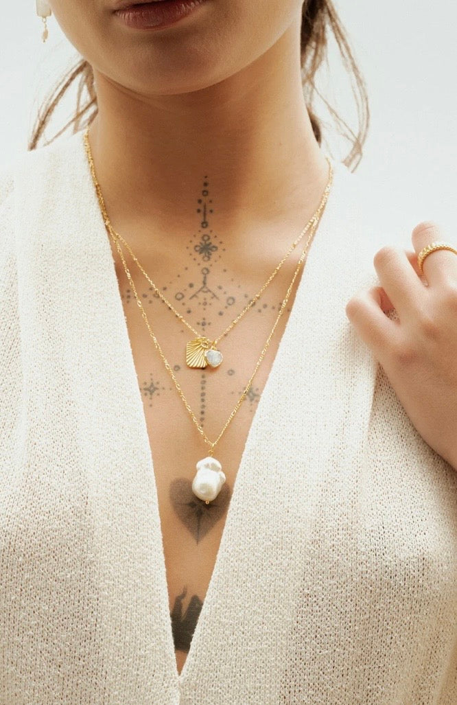 OPHELIA Perle d'eau douce - collier en Or vermeil 14K Boa bijoux Fait main à Montréal Boa bijoux OPHELIA