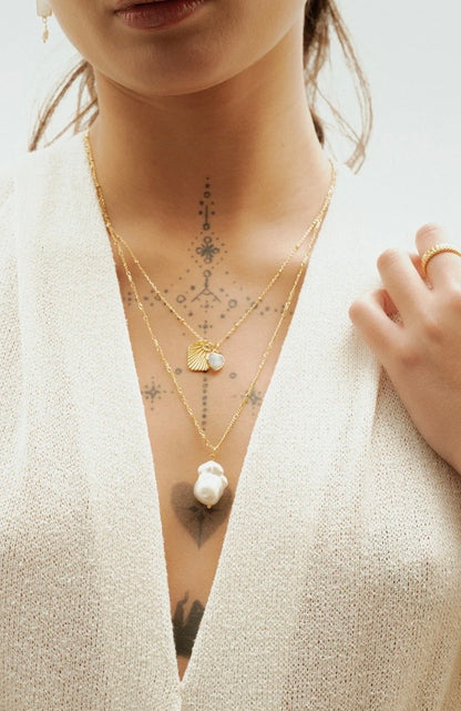 OPHELIA Perle d'eau douce - collier en Or vermeil 14K Boa bijoux Fait main à Montréal Boa bijoux OPHELIA