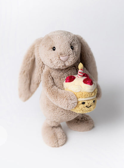 Bashful Beige « Anniversaire » peluche Jellycat dessinée à Londres Lapin Bashful Beige « Anniversaire » BAS3BEBB