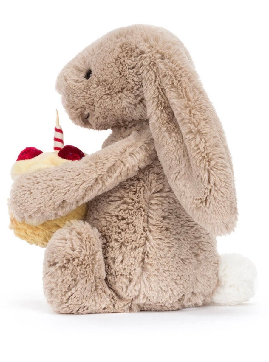 Bashful Beige « Anniversaire » peluche Jellycat dessinée à Londres Lapin Bashful Beige « Anniversaire » BAS3BEBB