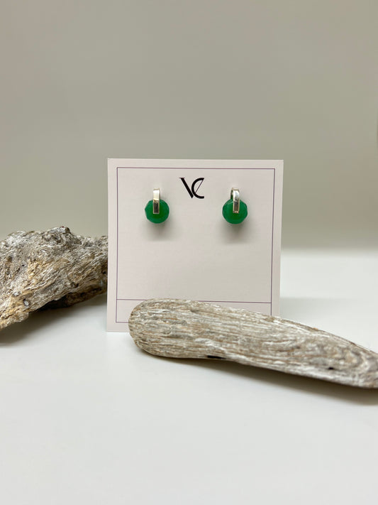Selene, boucles d'oreilles avec aventurine verte Fait main à Montréal Véronique Roy
