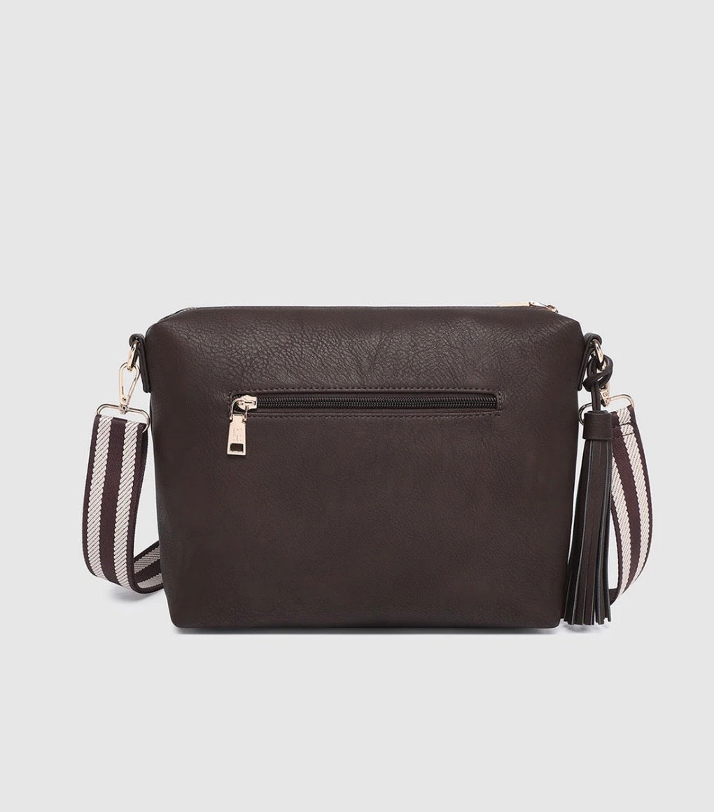 Daisy stripe Sac bandoulière à rayures chocolat Sac Daisy stripe 6036stcho