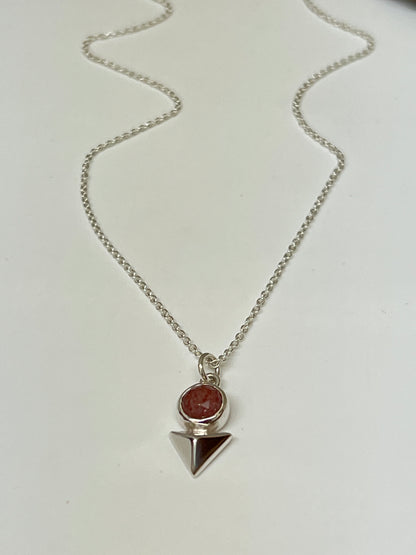 Collier Essor Argent et Quartz rose Fait main à Montréal Fait main à Montréal Véronique Roy