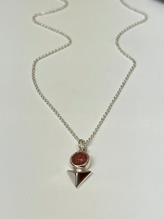 Collier Essor Argent et Quartz rose Fait main à Montréal Fait main à Montréal Véronique Roy